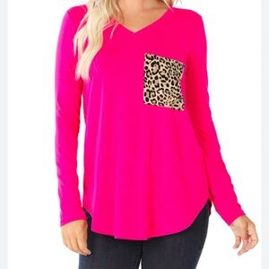 Zenana Outfitters Pink Relaxed Long Sleeve Tee